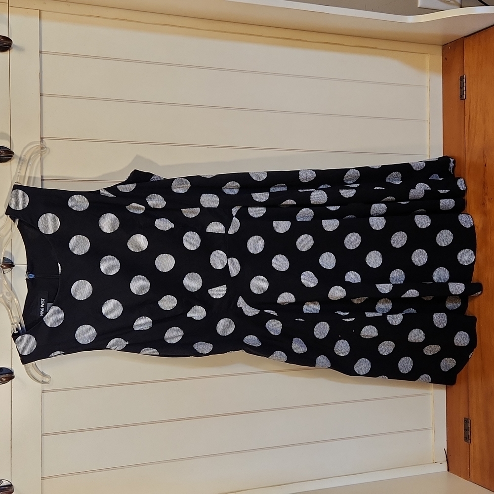 Nine West Black/White Polka Dot Fit Flare Dress - Size 6